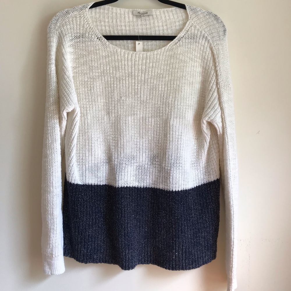 NWT Madewell Boatneck Marled Color-block Sweater